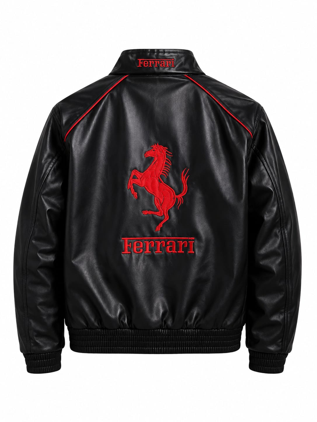 Black & Red F1 Racing Leather Jacket – Premium Motorsport Style Jacket