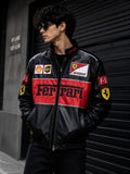 Black & Red F1 Racing Leather Jacket – Premium Motorsport Style Jacket