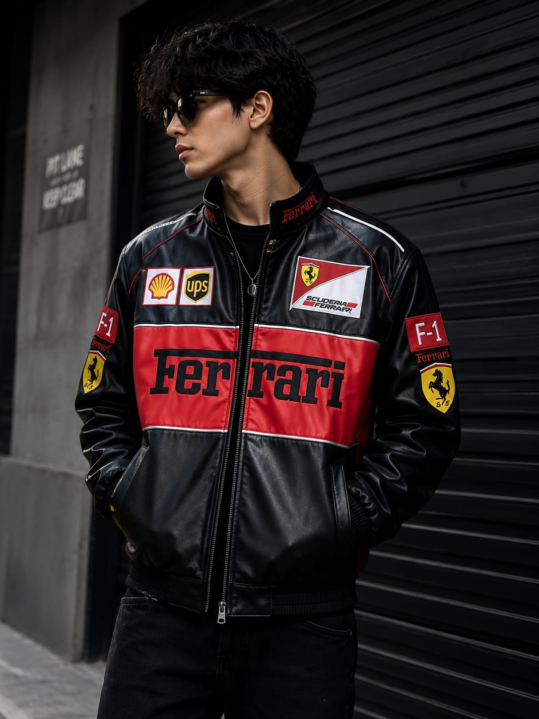 Black & Red F1 Racing Leather Jacket – Premium Motorsport Style Jacket